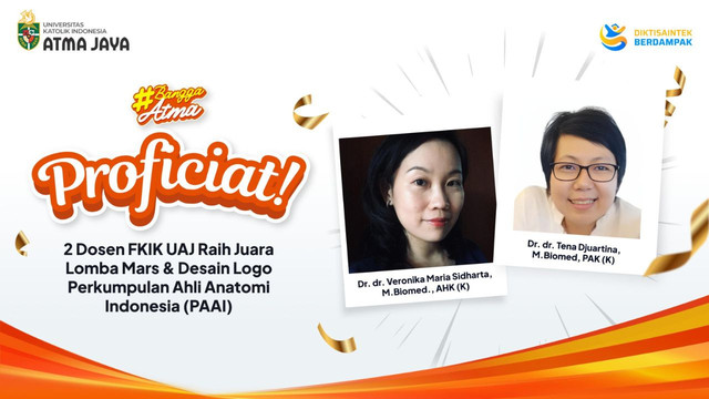 Selamat kepada Dr. dr. Veronika Maria Sidharta, M.Biomed., AHK (K) dan Dr. dr. Tena Djuartina, M.Biomed., PAK (K) yang berhasil meraih juara di Lomba Mars dan Desain logo PAAI (Sumber: Unika Atma Jaya)