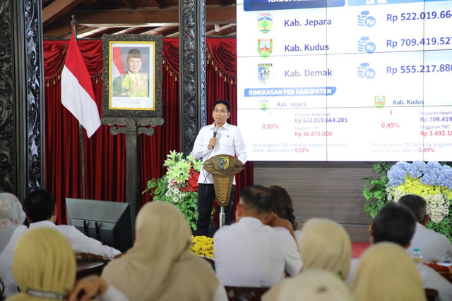 Wamendagri Akhmad Wiyagus dorong Kabupaten Demak jadi model nasional penanganan TBC berkat capaian TPT yang tinggi melalui sinergi Babinsa dan Bhabinkamtibmas di Demak, Jawa Tengah, Rabu (14/10/2026). Foto: Kemendagri RI