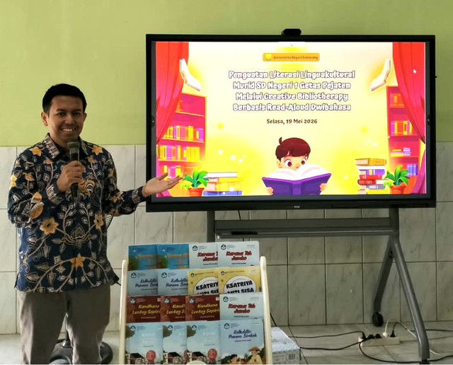 Penyampaian materi pada kegiatan pengabdian kepada masyarakat bagi dosen di SD Negeri 1 Getas Pejaten, Kabupaten Kudus