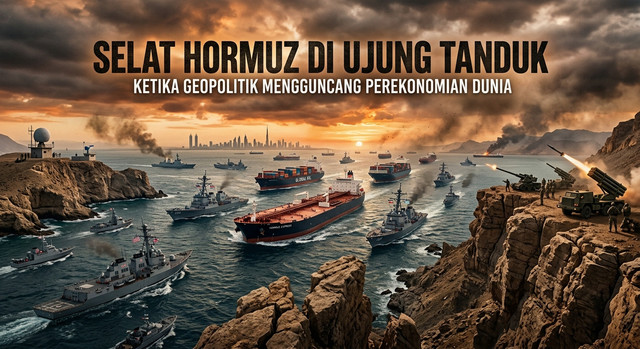Ilustrasi Selat Hormuz SUMBER: AI Generated