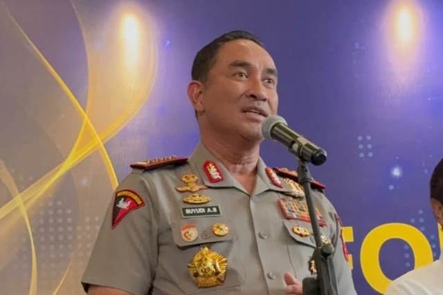 Kapolri Jenderal Suyudi Ario Seto usai menghadiri Forum Nasional Pembangunan Hukum di Kantor Kemenkum, Jakarta, Kamis (15/10/2026). Foto: Nauval Pratama/kumparan