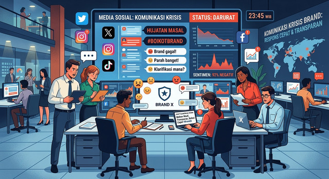 komunikasi krisis brand di media sosial *illustrasi gambar dari ai