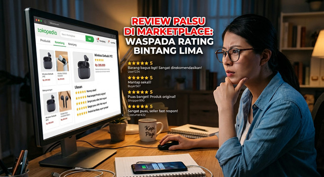 Waspada jebakan rating! Tidak semua bintang lima di marketplace mencerminkan kualitas produk yang sebenarnya. Kenali ciri-ciri ulasan palsu agar tidak rugi saat belanja online