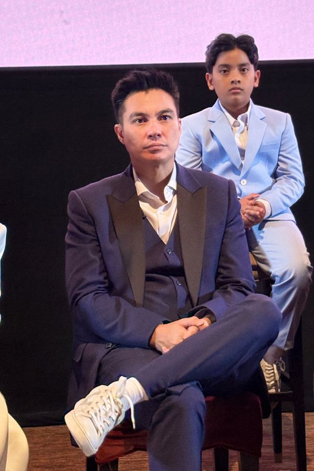 Artis Baim Wong saat menghadiri konferensi pers film Beautiful Pain di kawasan Kuningan, Jakarta Selatan, Kamis (15/10/2026). Foto: Aprilandika Pratama/kumparan
