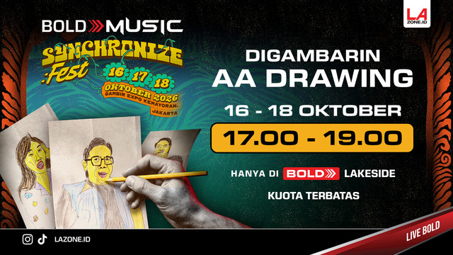 Promo aktivitas digambarin Aa Drawing pada Booth Bold Music di Synchronize Fest 2026. Foto: Dok. Istimewa