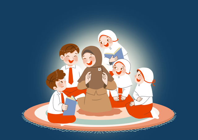 Ilustrasi guru dan murid (Canva)