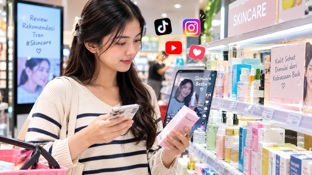 Ilustrasi konsumen yang berbelanja melalui media sosial, menggambarkan pengaruh tren digital terhadap keputusan pembelian. Sumber: Ilustrasi pendukung artikel.