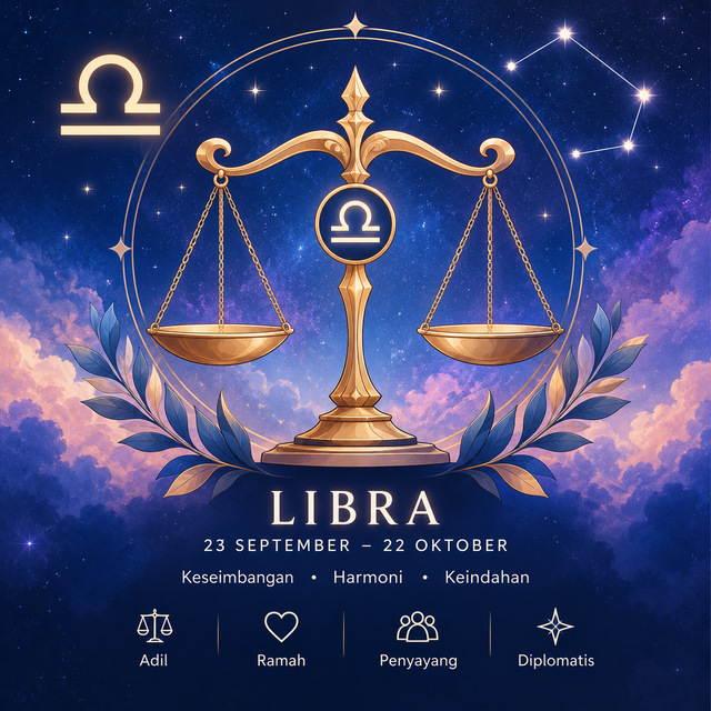 gambar ilustrasi zodiak libra dari ChatGpt