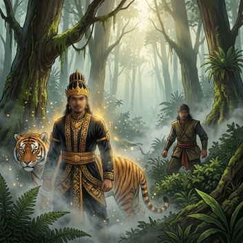 Ilustrasi Prabu Siliwangi dan Raden Kiansantang yang dibuat menggunakan AI