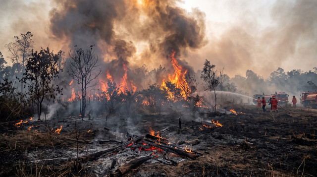 Kebakaran hutan dan lahan. Sumber: dibuat oleh AI