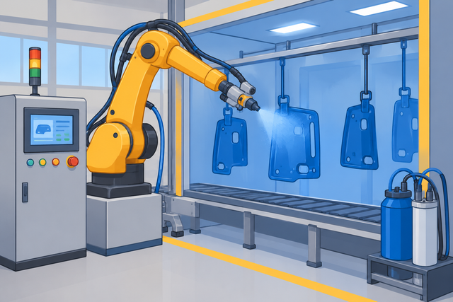 Ilustrasi Robot Pengecat Otomatis (Gambar dibuat dengan AI)