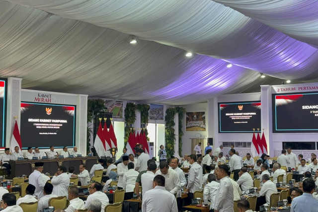 Suasana Sidang Kabinet Paripurna (SKP) di halaman tengah Istana Negara, Rabu (21/10/2026). Foto: Zamachsyari/kumparan