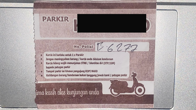 Ilustrasi Tiket Parkir Foto: Dokumentasi pribadi, atas izin pihak terkait