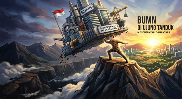 Ilustrasi BUMN di ujung tanduk. Foto: Generate by AI
