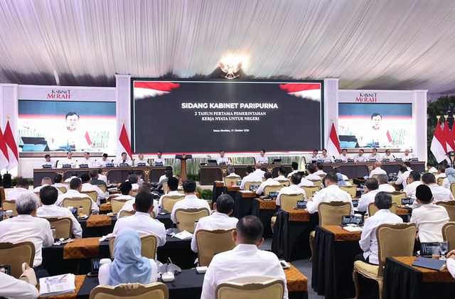 potret sidang kabinet paripurna 2 tahun pertama pemerintahan prabowo-gibran. Picture by @sekretariat kabinet