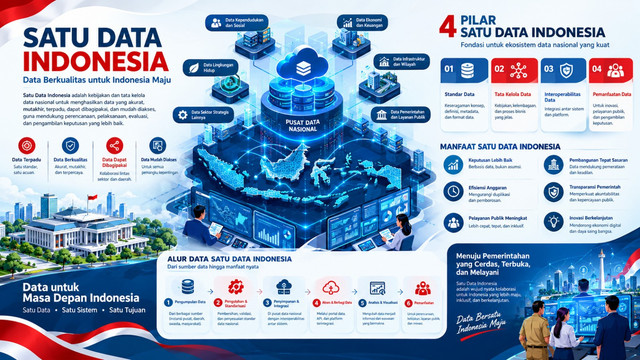 Ilustrasi Satu Data Indonesia (Sumber: Ilustrasi AI)