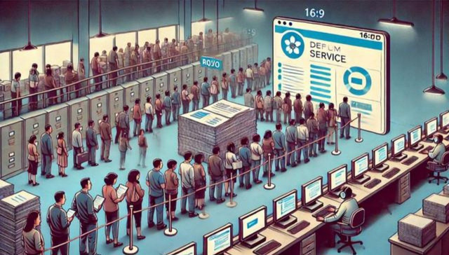 Ilustrasi kesulitan masyarakat dalam mengakses pelayanan publik digital akibat kendala teknis dan keterbatasan literasi digital. (Ilustrasi by chatgpt) 