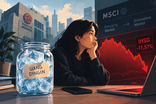 Ilustrasi investor ritel yang menghadapi gejolak pasar modal Indonesia. Generated by ChatGPT.