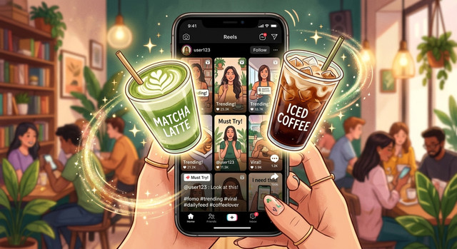 Pernahkah kita membeli minuman karena penasaran setelah melihatnya berkali-kali di media sosial? Matcha, kopi susu, dan berbagai minuman kekinian kini bukan hanya dikenal karena rasanya, tetapi juga karena tampilannya yang menarik. Foto minuman yang memenuhi beranda membuat banyak orang tertarik untuk mencoba. Tanpa disadari, kebiasaan membeli minuman mulai menjadi bagian dari gaya hidup. Dok. AI