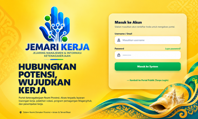 Tampilan web app Jemari Kerja, sumber Disnaker Kepri
