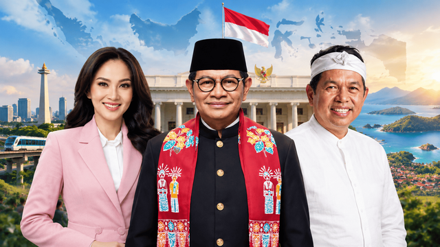 Satu Presiden Dua Wakil. Gambar: Ilustrasi AI