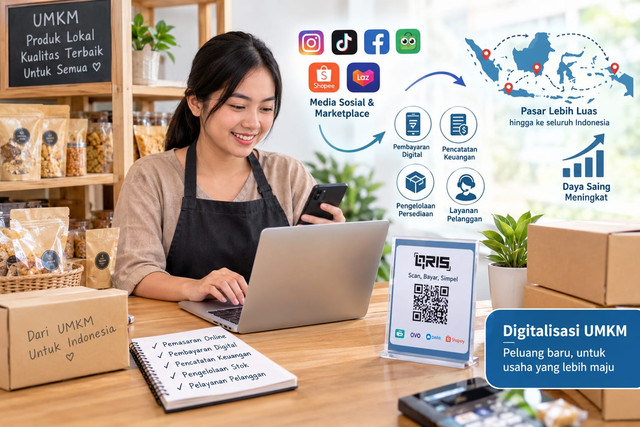 Ilustrasi digitalisasi UMKM. Sumber: ChatGPT AI.
