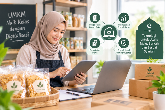 Ilustri Digitalisasi produksi umkm dalam perspektif ekonomi islam : Sumber Chatgpt