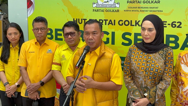 Wihaji Waketum Golkar usai acara pembagian bansos di Kantor DPP Golkar, Jakarta Barat, Minggu (25/10/2026). Foto: Rayyan Farhansyah/kumparan