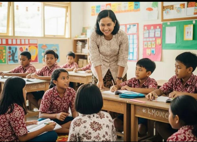 ilustrasi guru sedang mengajar, sumber:ai