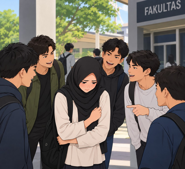 salah satu contoh pelecehan verbal. gambar ini dibuat dengan ai