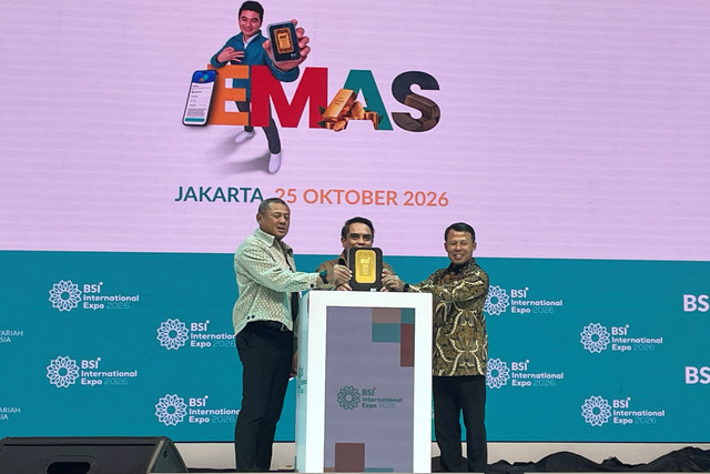 Acara peluncuran BEWIZE Gold (Tabungan Emas Institusi BSI) di JICC, Jakarta, Minggu (25/10/2026). Foto: Nur Pangesti/kumparan