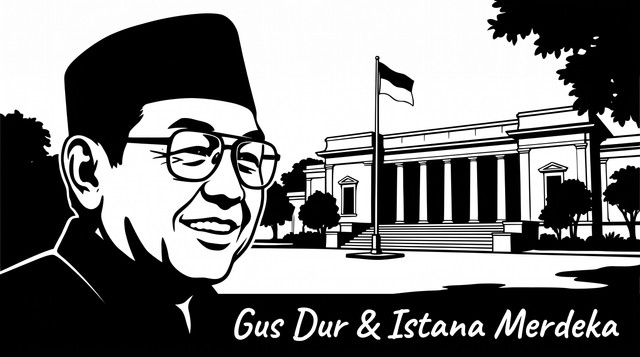 Ilustrasi Gus Dur Menggunakan Gemini AI