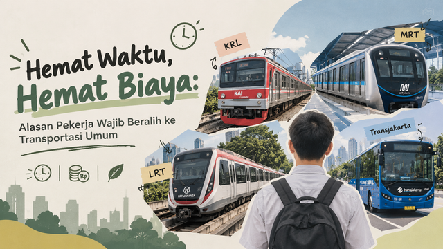 Transportasi umum seperti KRL, MRT, LRT, dan Transjakarta menjadi pilihan praktis bagi pekerja untuk menghemat waktu dan biaya perjalanan. Dengan memanfaatkan transportasi umum, pekerja dapat mengurangi pengeluaran harian sekaligus menjalani mobilitas yang lebih efisien di tengah padatnya aktivitas perkotaan.