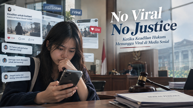 Ilustrasi AI : fenomena no viral no justice, ketika media sosial menjadi sarana menyuarakan ketidakadilan dan mendorong perhatian publik terhadap proses penegakan hukum.