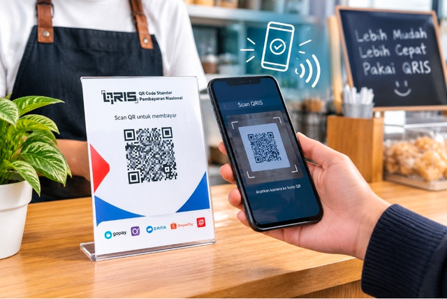 Cukup scan, bayar cepat, tetap periksa sebelum transaksi. (Ilustrasi: Ami Avtul Risna)