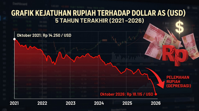 Grafik Penurunan Rupiah Terhadap Dollar AS (Sumber: Koleksi Pribadi)