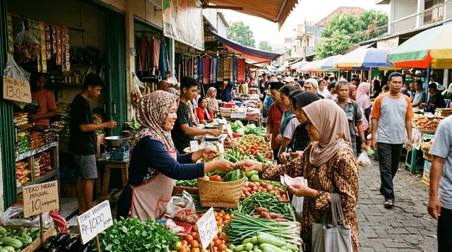 Aktivitas masyarakat di pasar tradisional