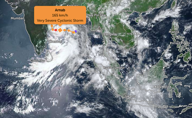 Siklon Tropis ARNAB pada Selasa, 27/10/2026. Foto: Zoom Earth