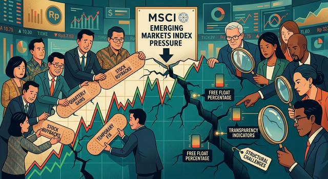 Ilustrasi Gambar Fenomena Aksi Buyback Saham Konglomerasi di Tengah Tekanan Isu Free Float dan Transparansi MSCI/Gemini Google AI/Diolah Penulis