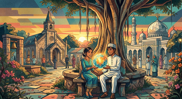ilustrasi cinta beda agama (sumber : Jovan Achmad F)
