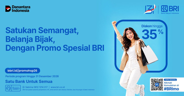 Manfaatkan Promo Spesial Sumpah Pemuda dari BRI! Dapatkan cashback & diskon belanja hemat di merchant favorit menggunakan QRIS BRImo, Kartu BRI Debit & BRI Kartu Kredit. Foto: Dok. BRI