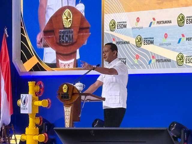 Menteri Energi dan Sumber Daya Mineral (ESDM) sekaligus Menteri Koordinator Bidang Hilirisasi dan Transisi Energi, Bahlil Lahadalia, dalam agenda FOREK Hulu Migas 2026 di Hotel Kempinski, Jakarta, Rabu (28/10/2026). Foto: Nur Pangesti/kumparan