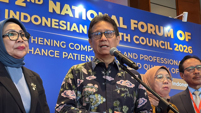 Menteri Kesehatan Budi Gunadi Sadikin dalam agenda Pertemuan Nasional Konsil Kesehatan Indonesia (KKI) di Swissotel Jakarta PIK Avenue, Jakarta Utara, Jumat (30/10/2026). Foto: Zahira Hilman/kumparan