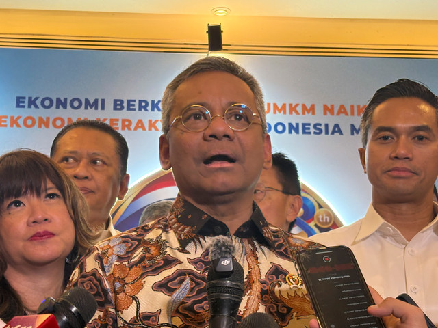 Menteri Keuangan Suahasil Nazara di sela-sela gelaran Rapimnas Kadin Indonesia di Jakarta Pusat, Jumat (30/10/2026). Foto: Widya/kumparan