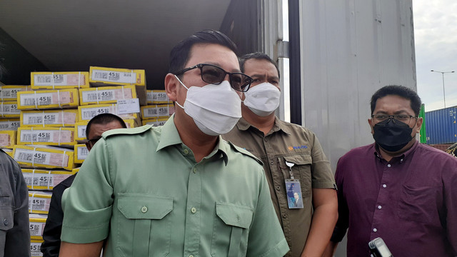 Kepala Badan Pangan Nasional (Bapanas) Arief Prasetyo Adi memantau kedatangan daging kerbau impor dari India di Pelabuhan Tanjung Priok, Sabtu (5/3/2022). Foto: Fariza Rizky Ananda/kumparan