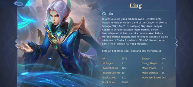 Salah Satu Hero Imba di ML, Ling. (Foto: Tangkapan Layar di Game Mobile Legends)
