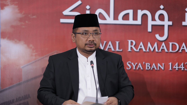 Menteri Agama Yaqut Cholil Qoumas di Sidang Isbat penetapan 1 Ramadhan 1443 H. Foto: Kemenag