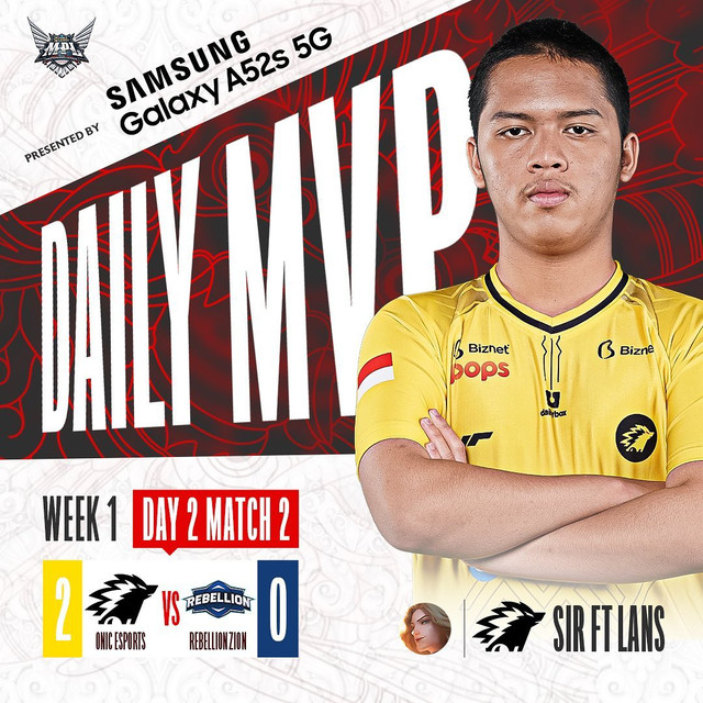SIR FT LANS menjadi MVP ii Match ONIC vs Rebellion. (Foto: Instagram/mpl.id.official)