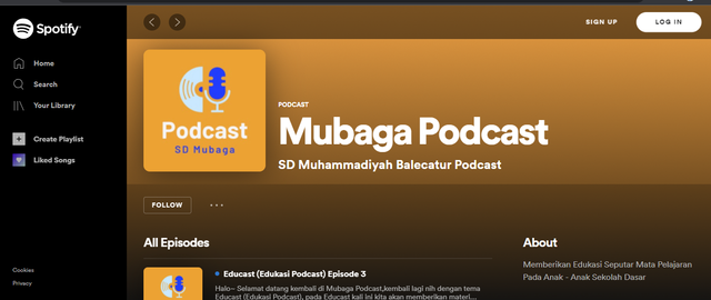 Mubaga Podcast yang merupakan sarana podcast dari SD Muhammadiyah Balecatur.