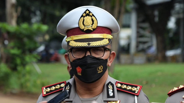 Dirlantas Polda Metro Jaya Kombes Pol Sambodo Purnomo Yudo di Kawasan Monumen Nasional (Monas), Jakarta, Senin (11/4/2022).  Foto: Aditia Noviansyah/kumparan